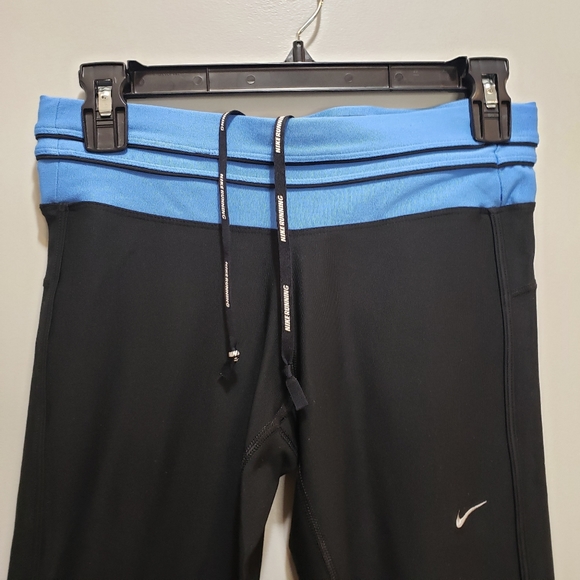 Nike Dri-fit Running Capri Leggings Black/Blue Sz. SM - Picture 3 of 15